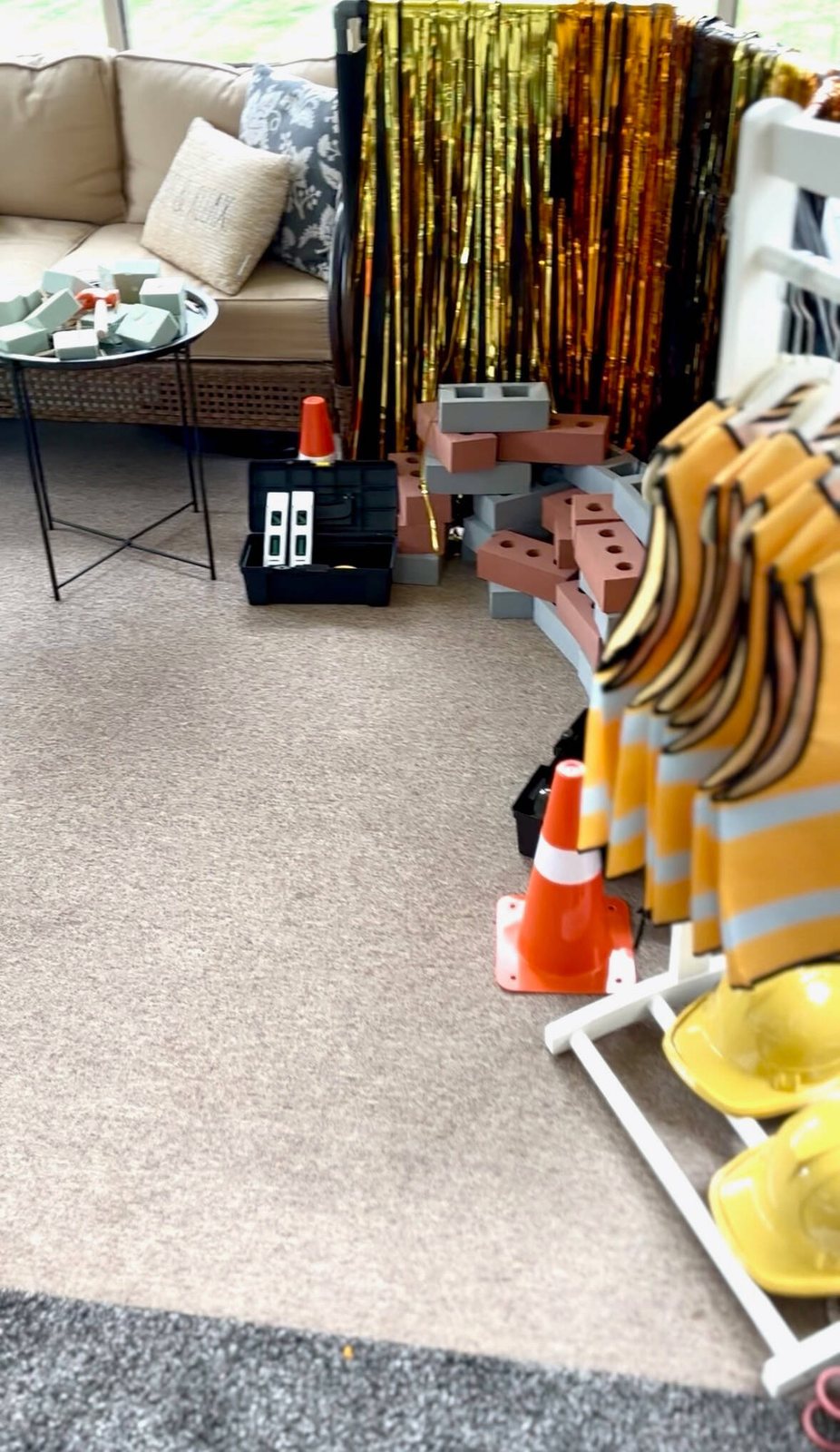 A Work Zone themed PlayLab Co. party station
